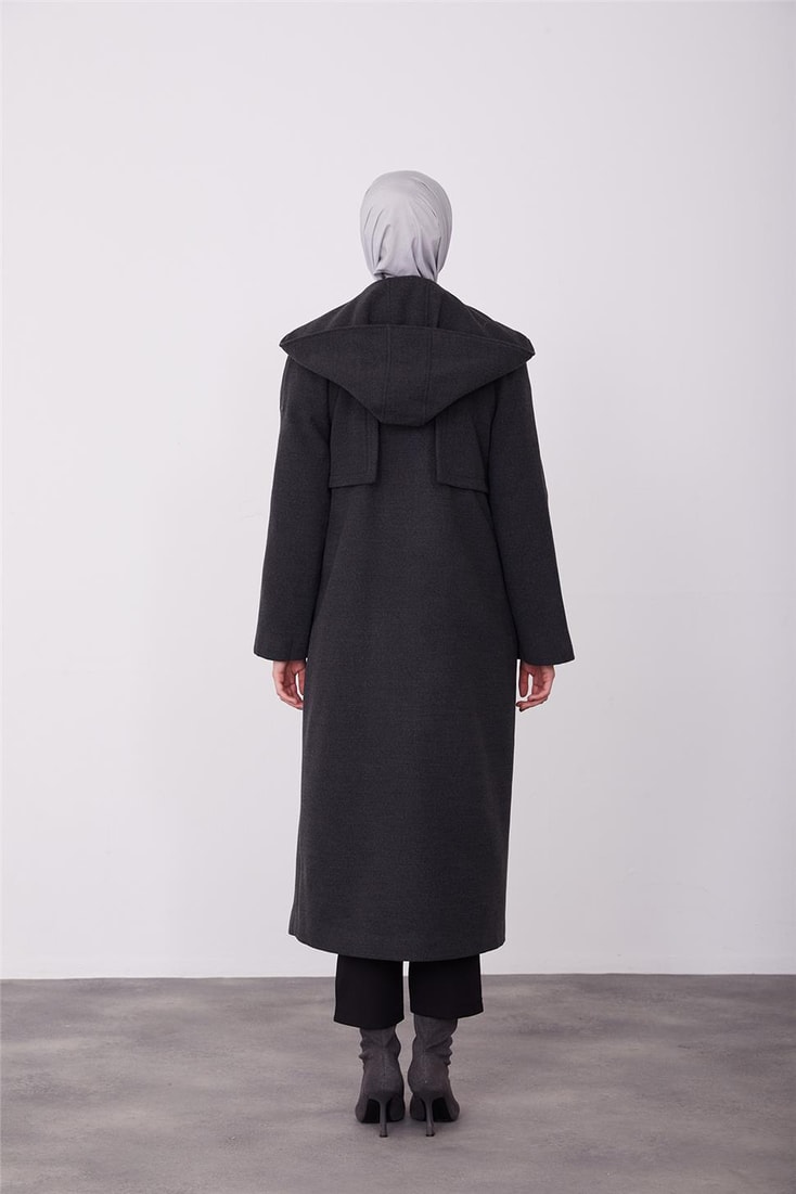 Armine Hooded Back Aller Detail Coat 23K7203 Anthracite
