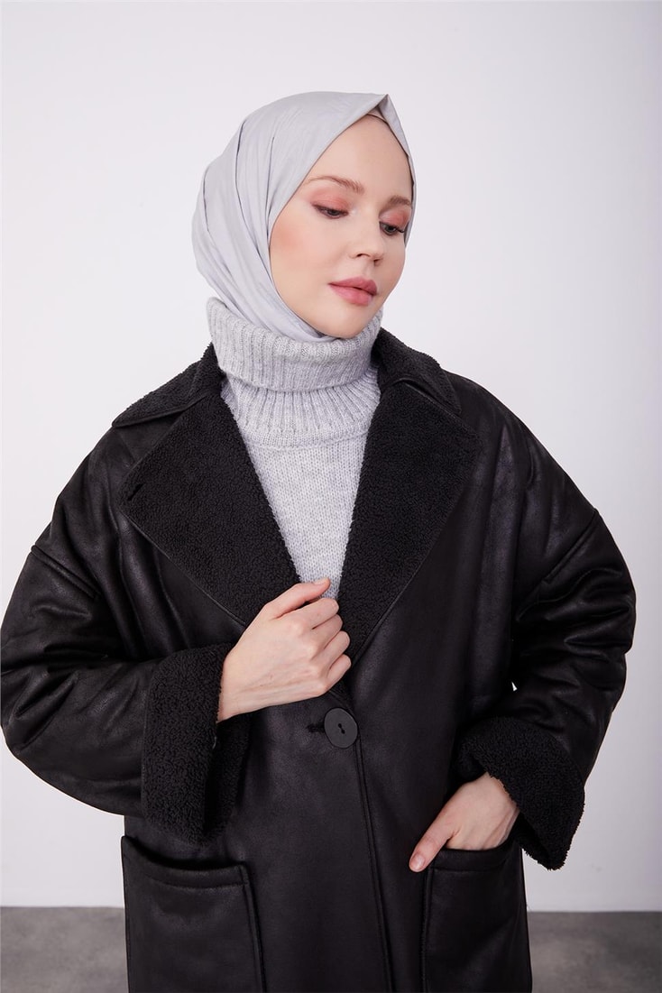 Armine Fur Suede Coat 23K7204 Black