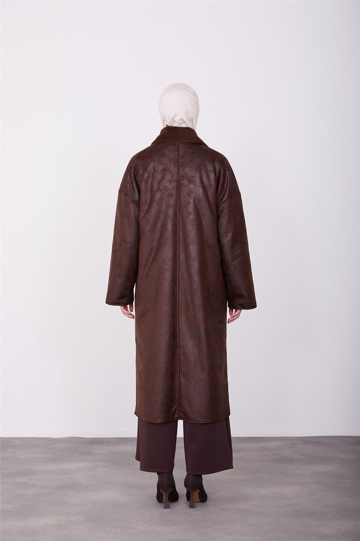 Armine Fur Suede Coat 23K7204 Bitter Brown