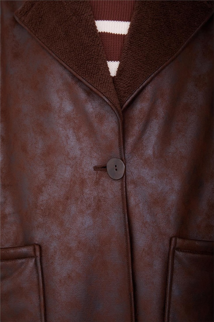 Armine Fur Suede Coat 23K7204 Bitter Brown