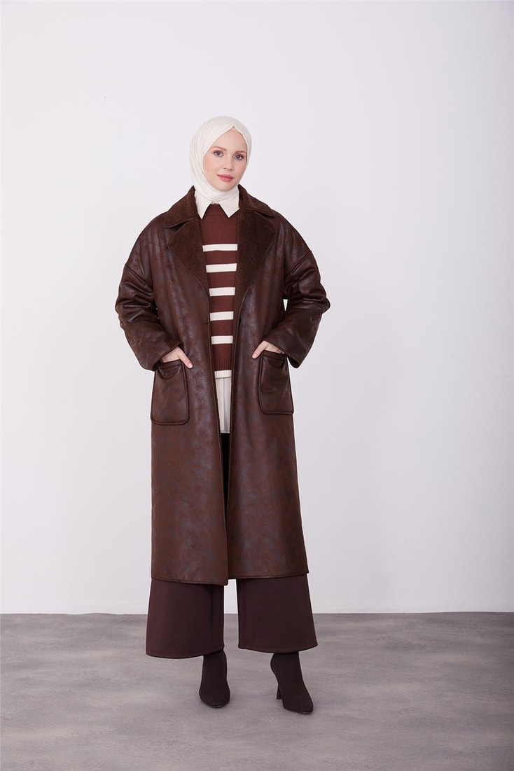 Armine Fur Suede Coat 23K7204 Bitter Brown