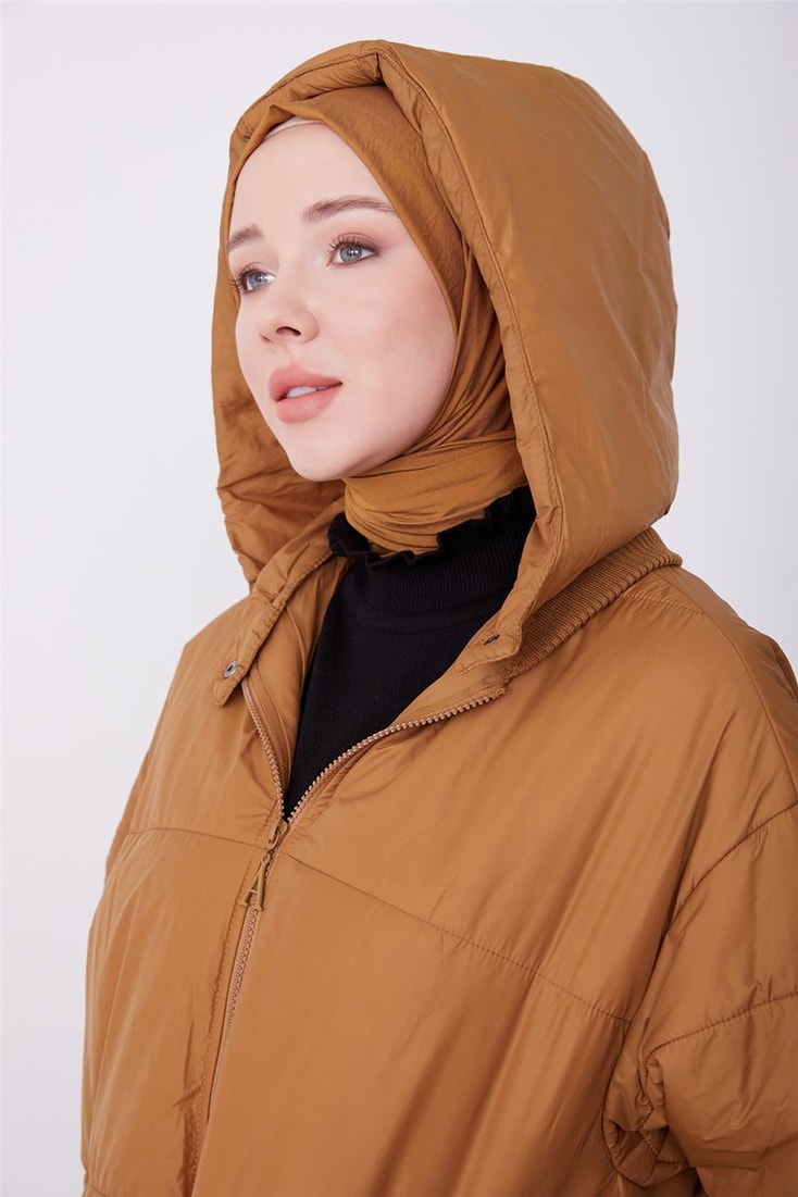 Armine Removable Hooded Oversize Coat 23K7210 Camel