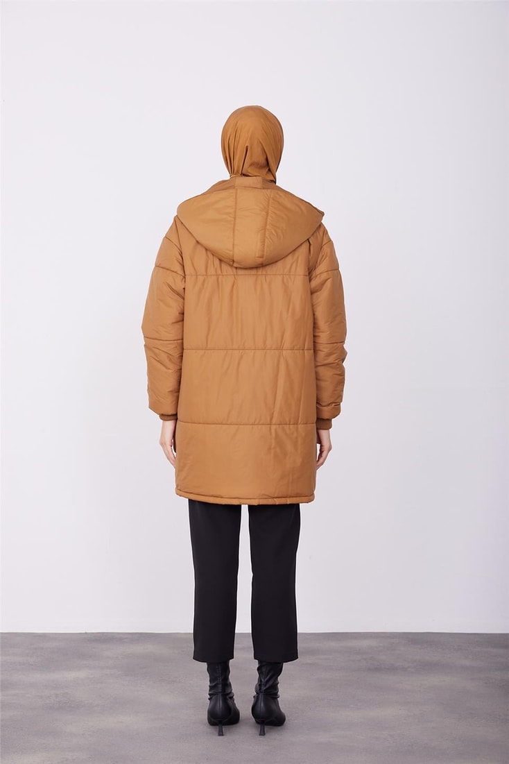 Armine Removable Hooded Oversize Coat 23K7210 Camel