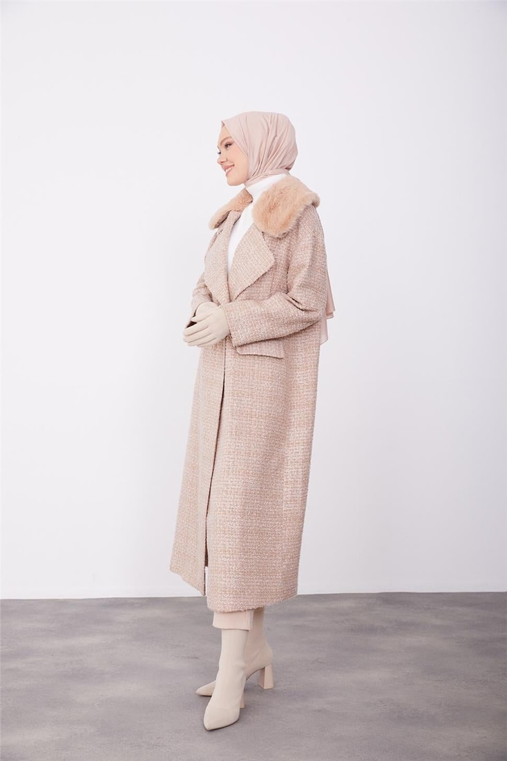 Armine Portable Furry Boucle Coat 23K7224 Beige