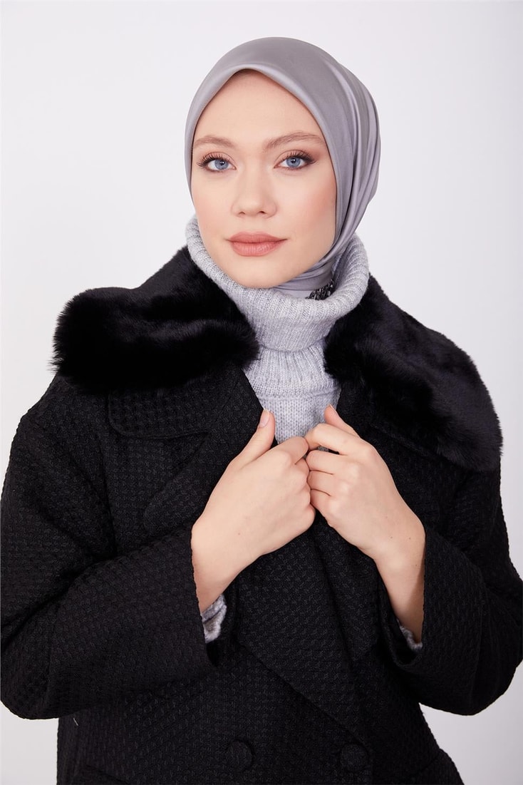Armine Portable Furry Boucle Coat 23K7224 Black