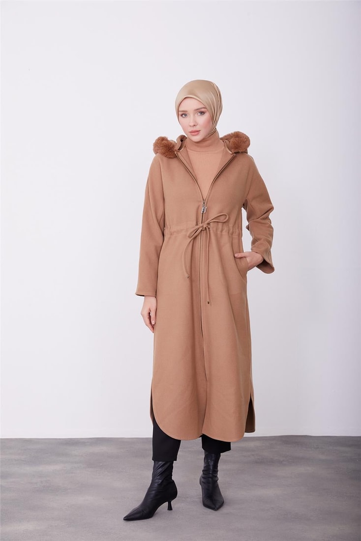 Armine Portable Fur Coat 23K7226 Camel