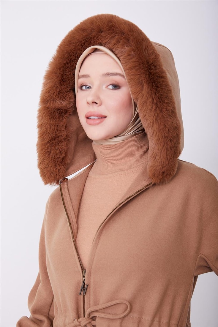 Armine Portable Fur Coat 23K7226 Camel
