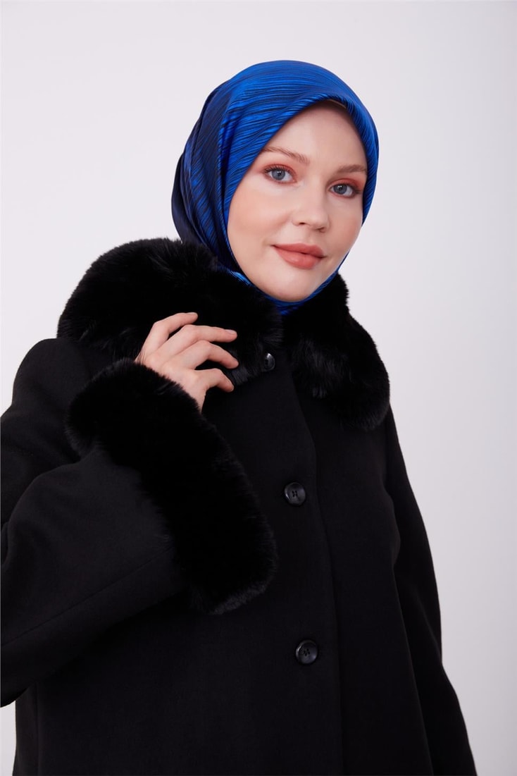 Armine Buttoned Front Fur Coat 23K7806 Black