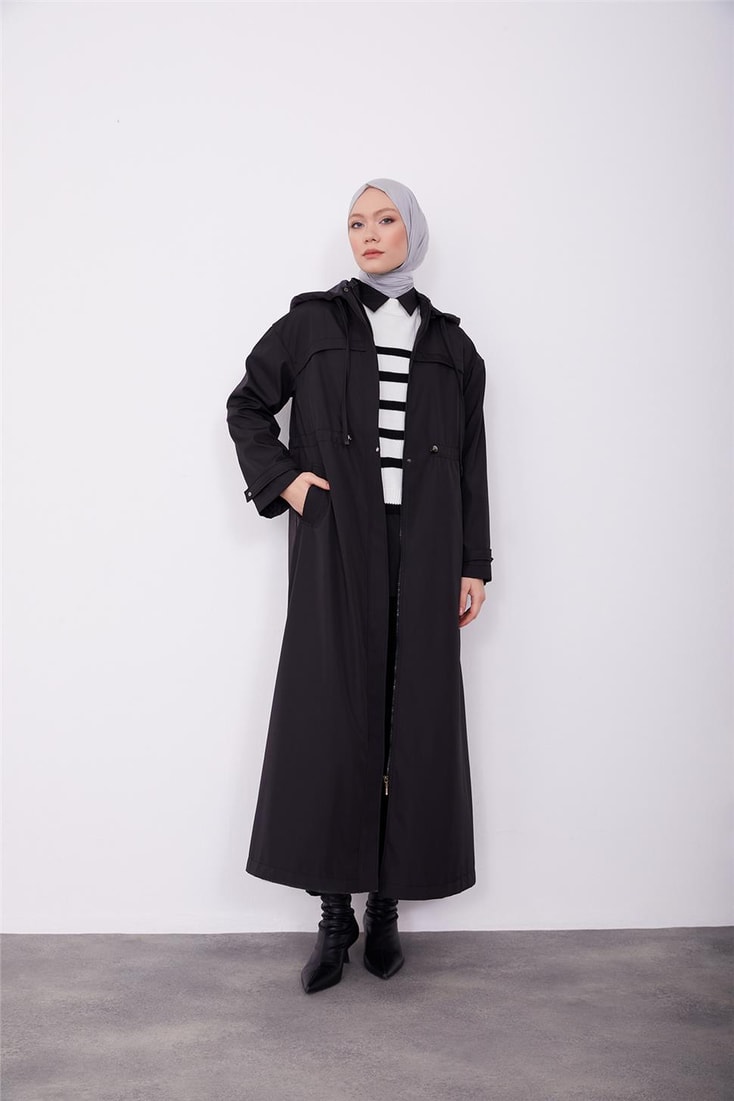 Armine Removable Hooded Adjustable Waist Coat 23K8506 Black