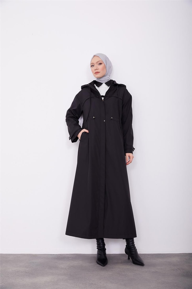 Armine Removable Hooded Adjustable Waist Coat 23K8506 Black