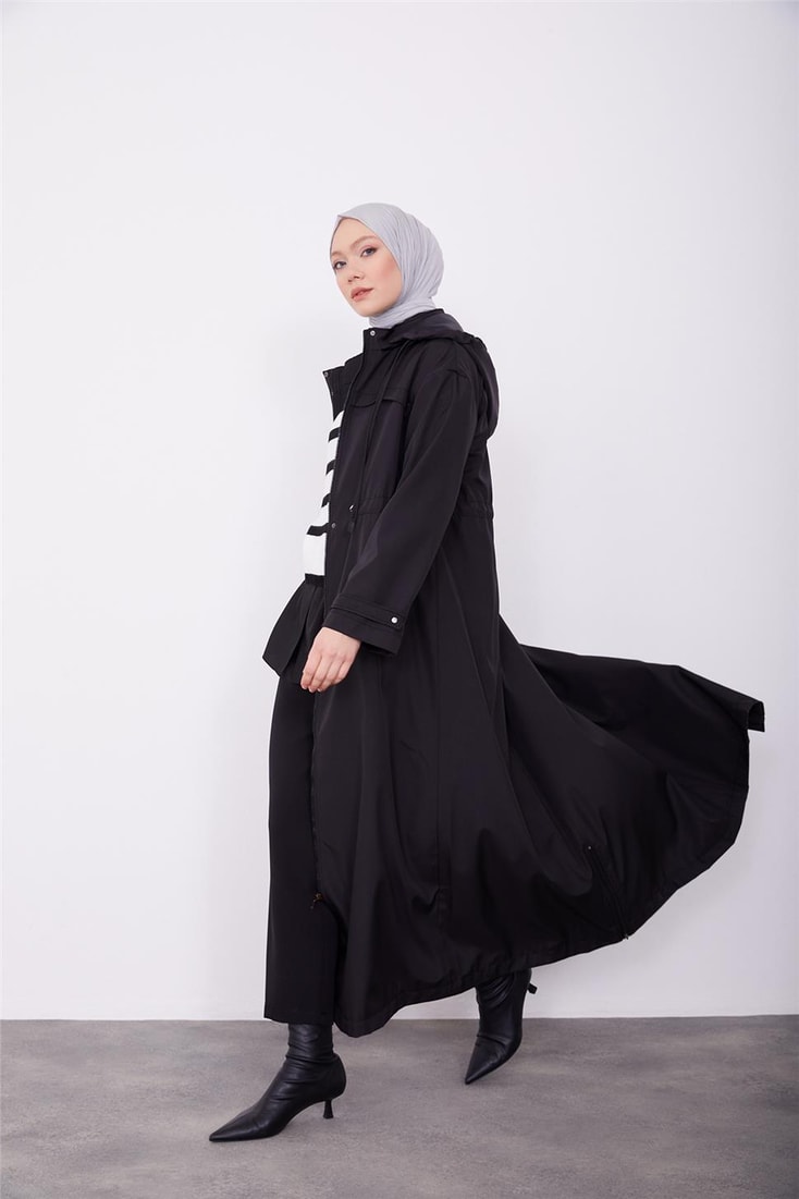 Armine Removable Hooded Adjustable Waist Coat 23K8506 Black