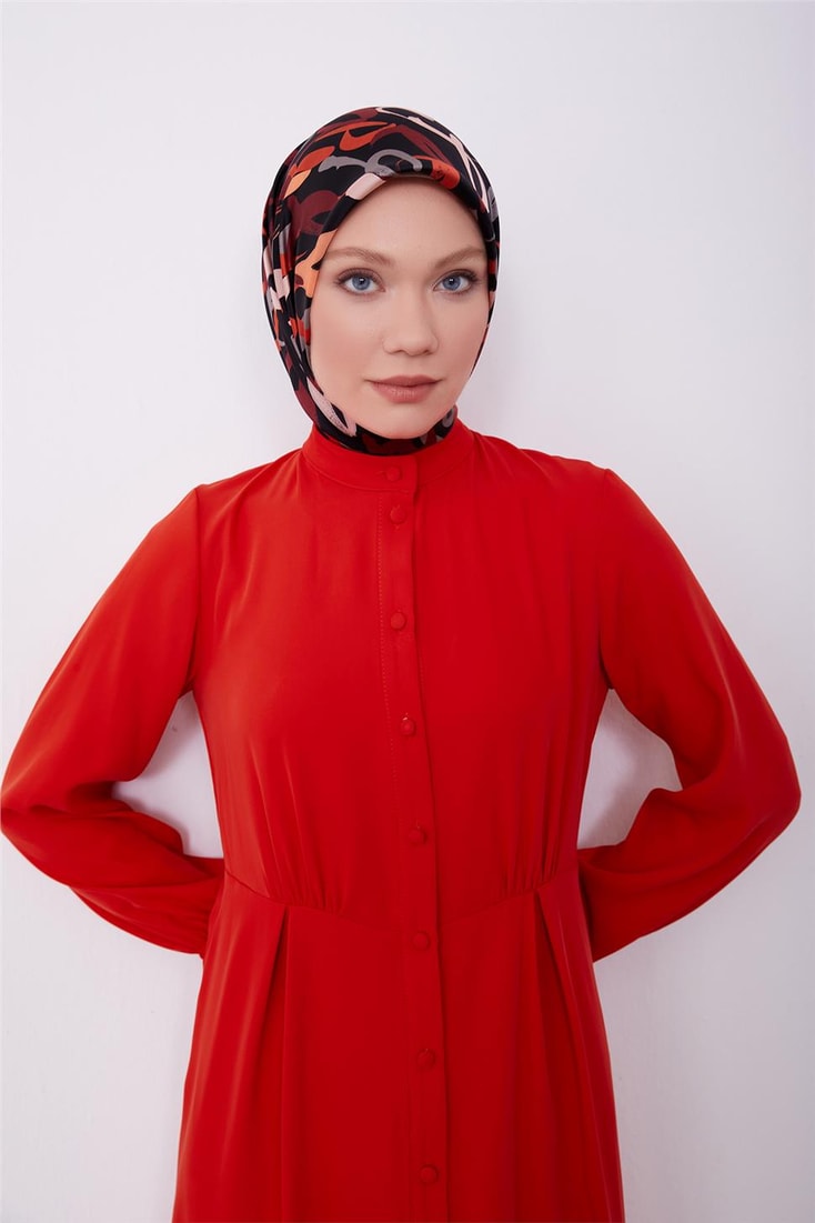 Armine Coated Buttoned Dress 23K9712 Red