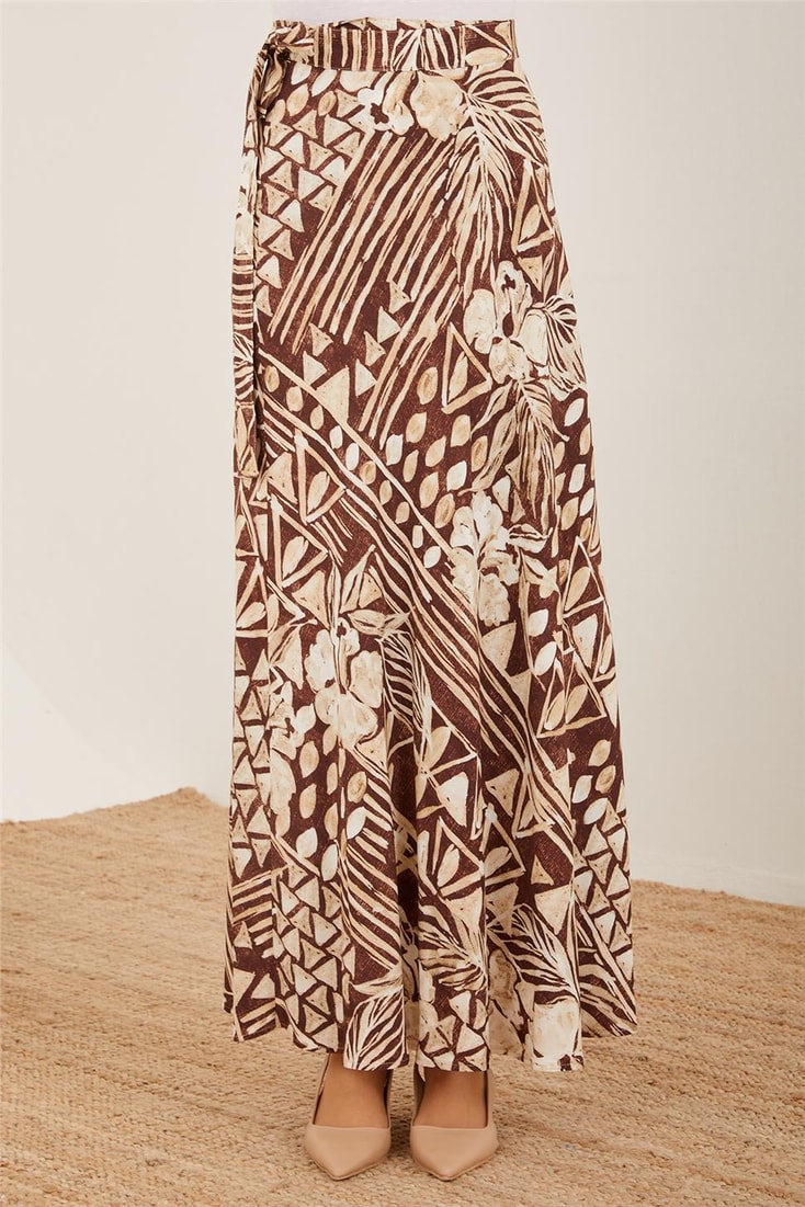 Armine Printed Wrap Skirt 23Y1422 Brown
