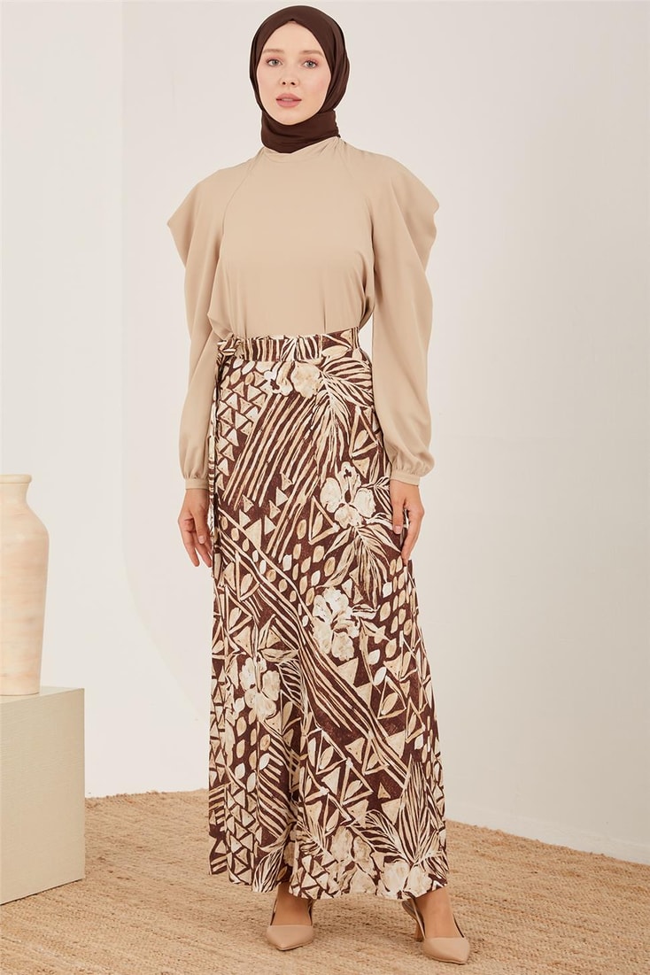 Armine Printed Wrap Skirt 23Y1422 Brown