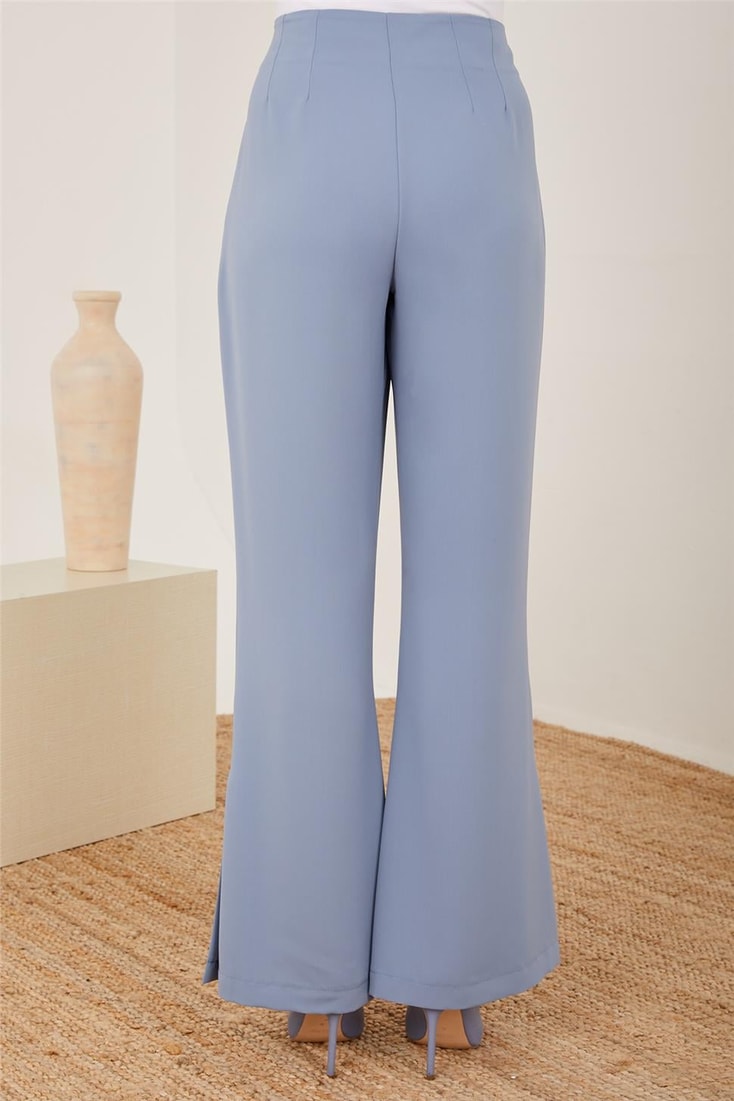 Armine Side Slit High Waist Trousers 23Y2401 Gray Blue