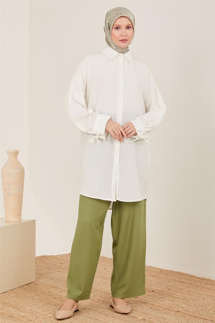 Armine Belt Pleated Wide Viscose Trousers 23Y2421 Khaki
