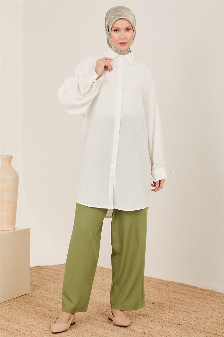 Armine Belt Pleated Wide Viscose Trousers 23Y2421 Khaki