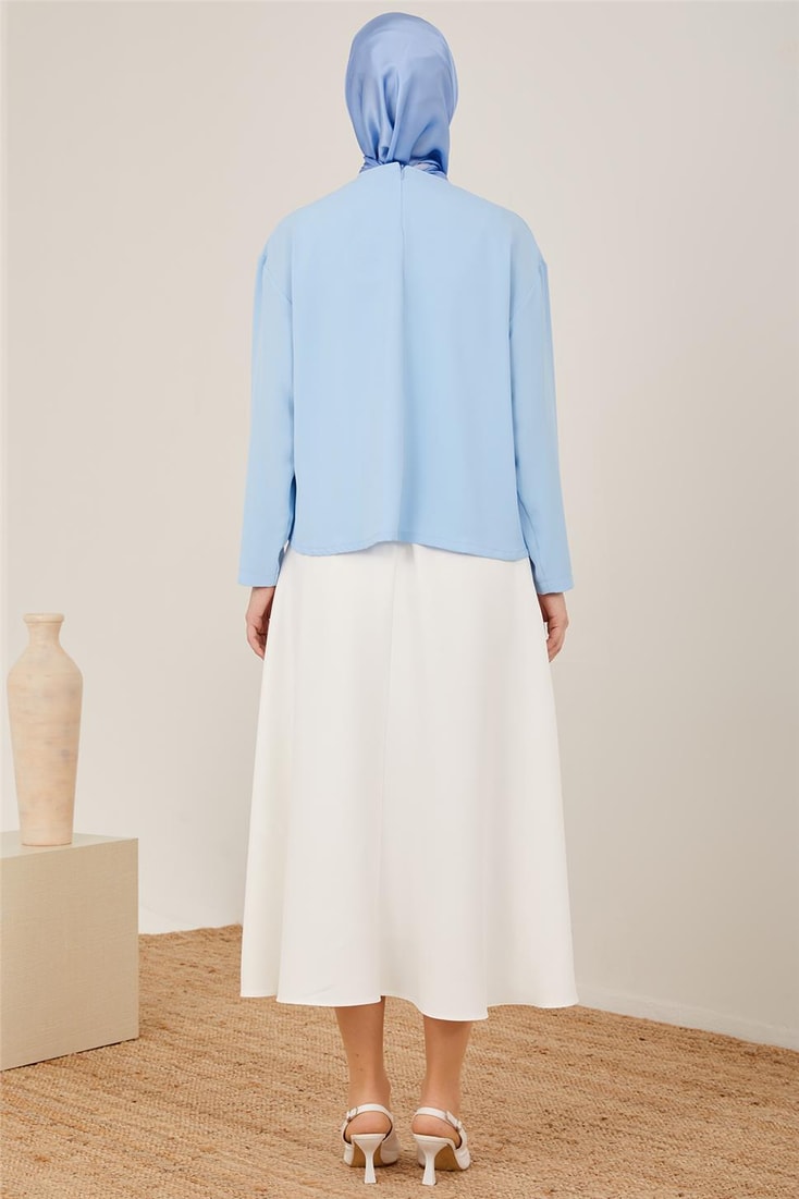Armine Front Rib Detailed Blouse 23Y3306 Baby Blue