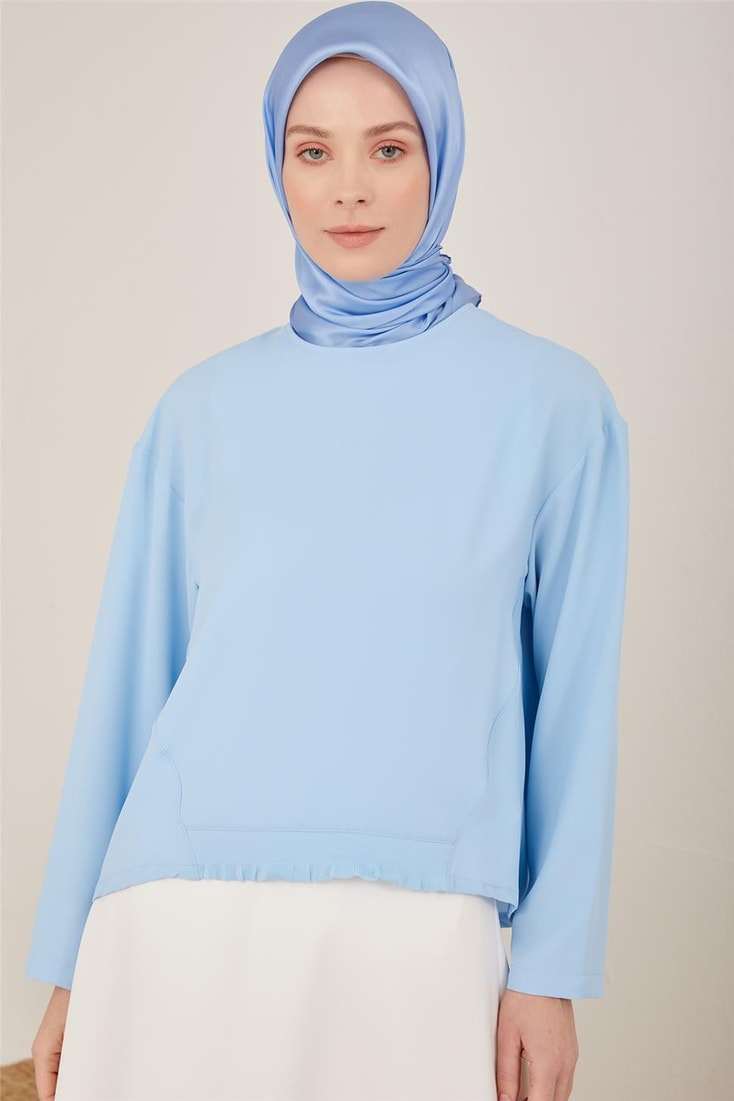 Armine Front Rib Detailed Blouse 23Y3306 Baby Blue