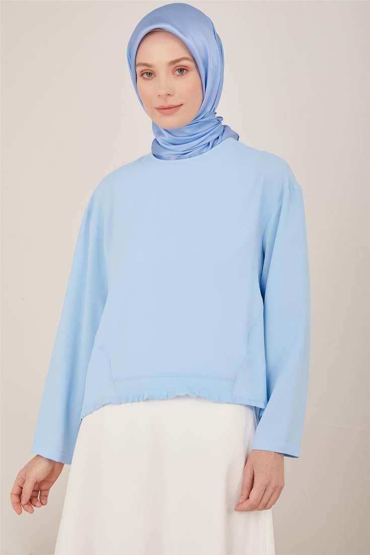 Armine Front Rib Detailed Blouse 23Y3306 Baby Blue