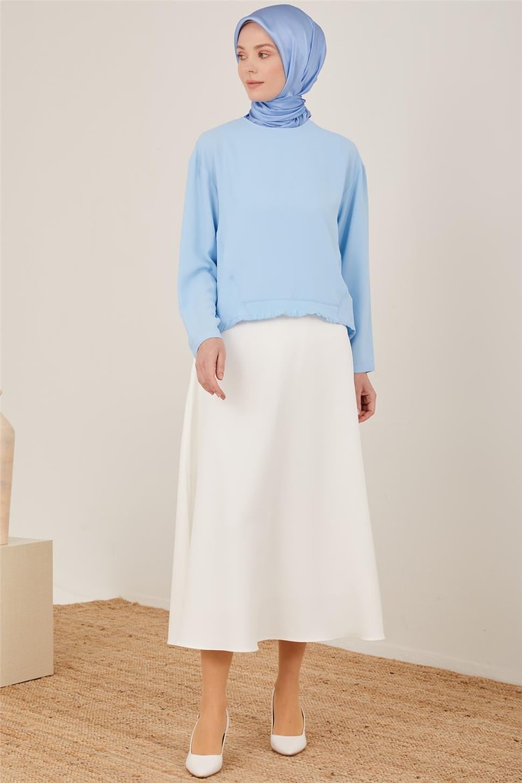 Armine Front Rib Detailed Blouse 23Y3306 Baby Blue