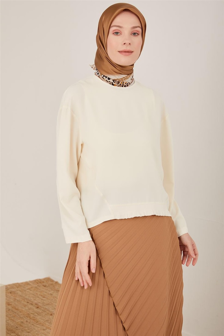 Armine Front Rib Detailed Blouse 23Y3306 Moonstone
