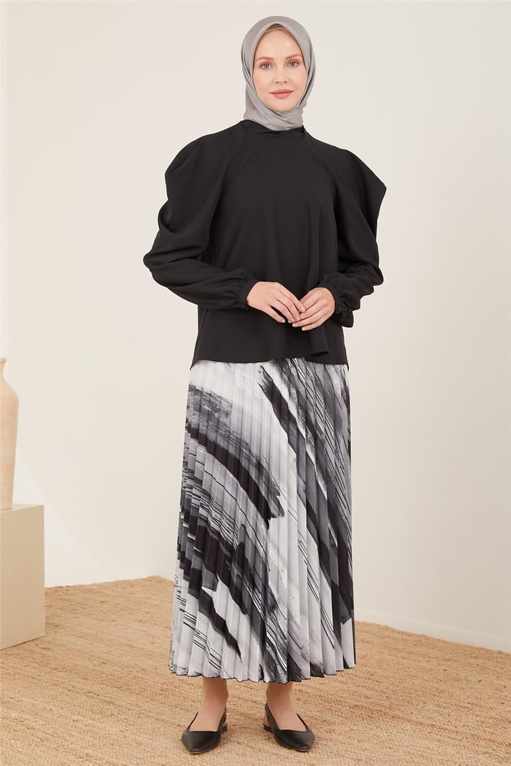 Armine Shoulder Drop Satin Blouse 23Y3310 Black