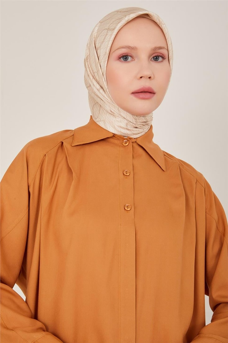 Armine Front Asymmetrical Cobalt and Pleated Shirt 23Y3321 Chocolate