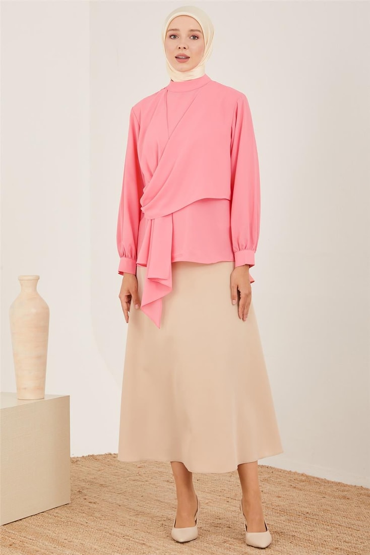 Armine Draped Asymmetric Blouse 23Y3328 Candy Pink
