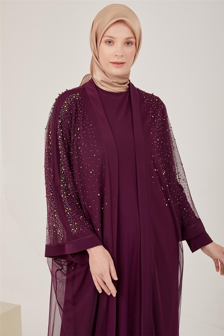 Armine Abiye Elbise 23Yd3346 Mürdüm