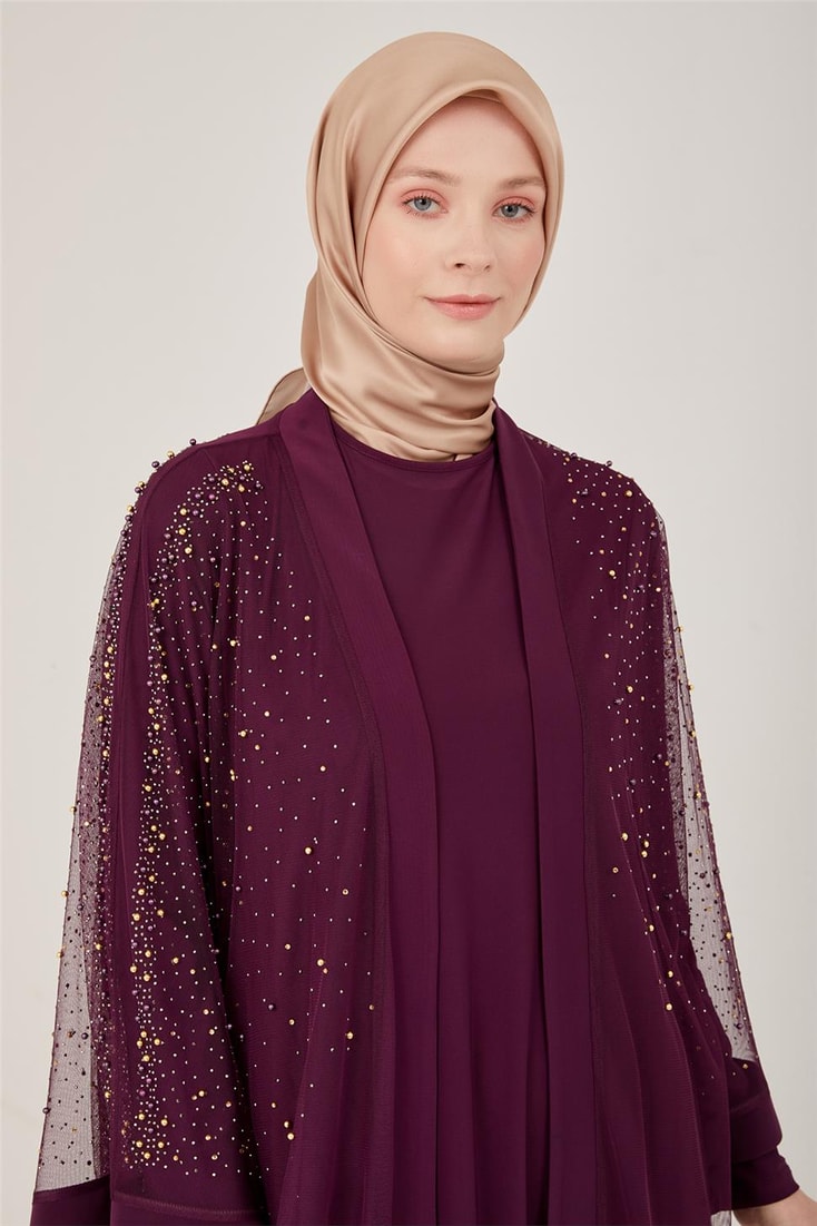 Armine Abiye Elbise 23Yd3346 Mürdüm