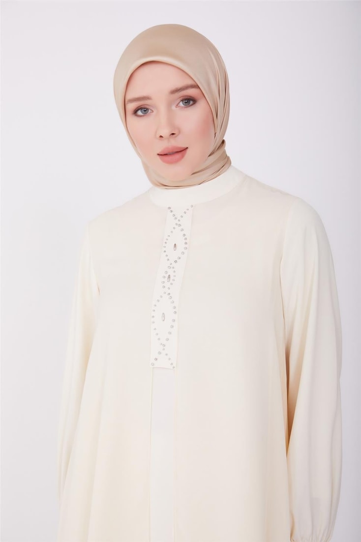 Armine Beaded and Chiffon Tunic 23Y4429 Moonstone