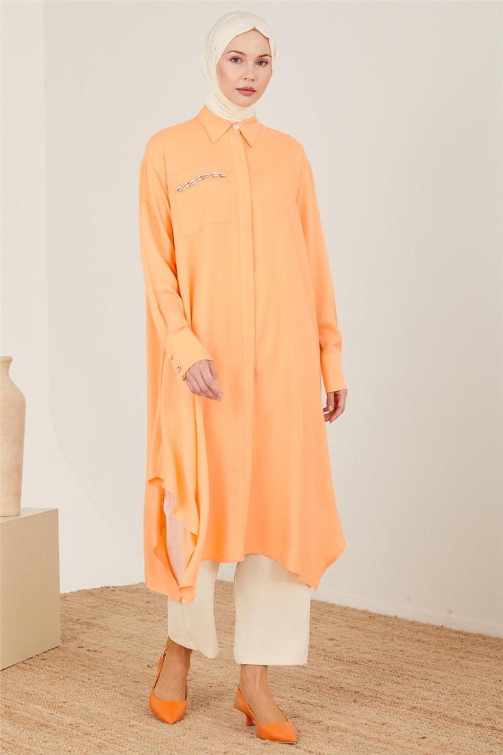 Armine Naturel Kumaştan Dökümlü Tunik 23Y4433 Mango