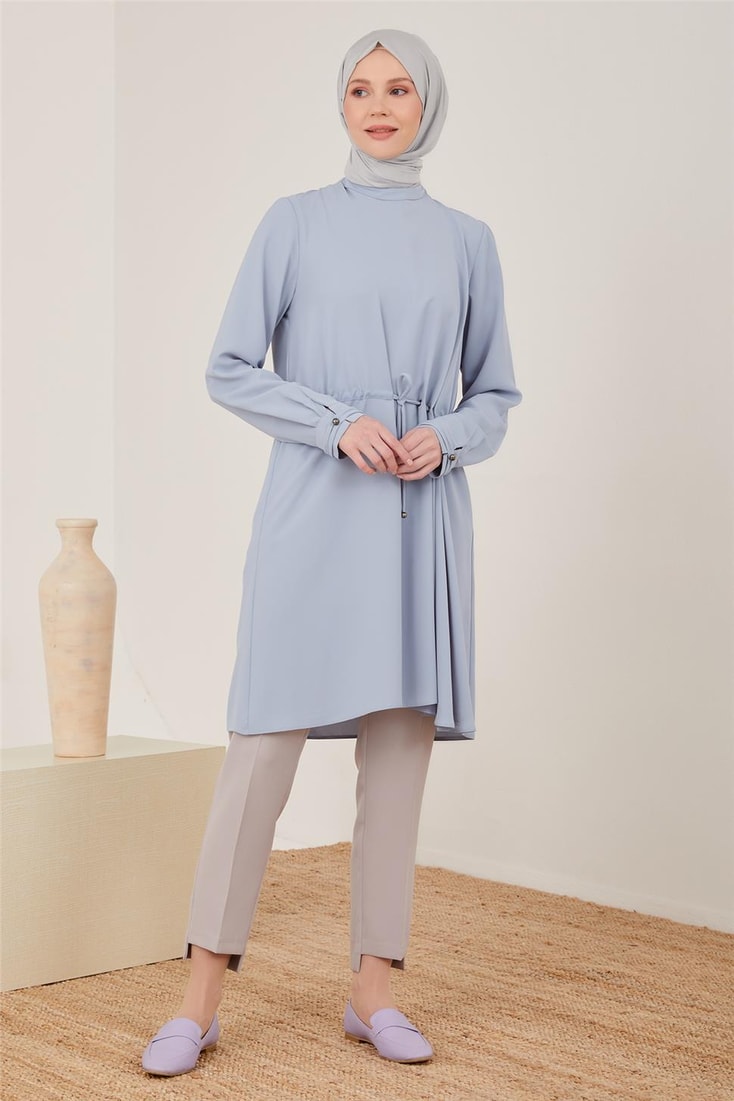 Armine Kuşgözü Ve Tünelli Tunik 23Y4436 Gri Mavi