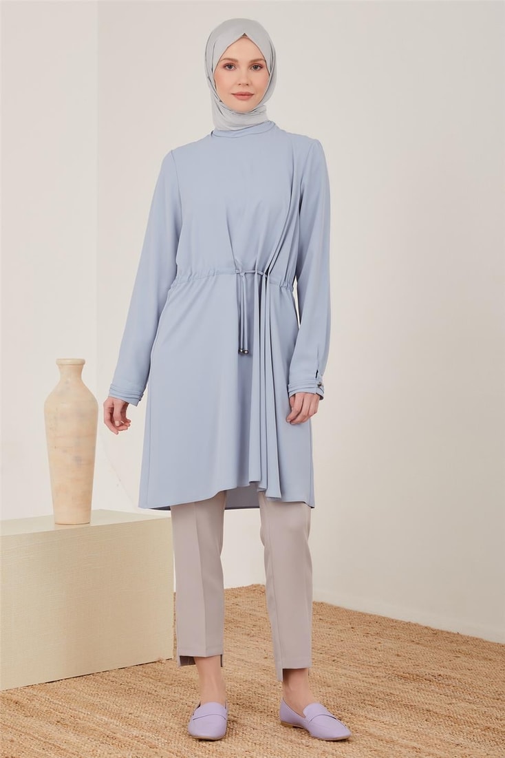 Armine Kuşgözü Ve Tünelli Tunik 23Y4436 Gri Mavi