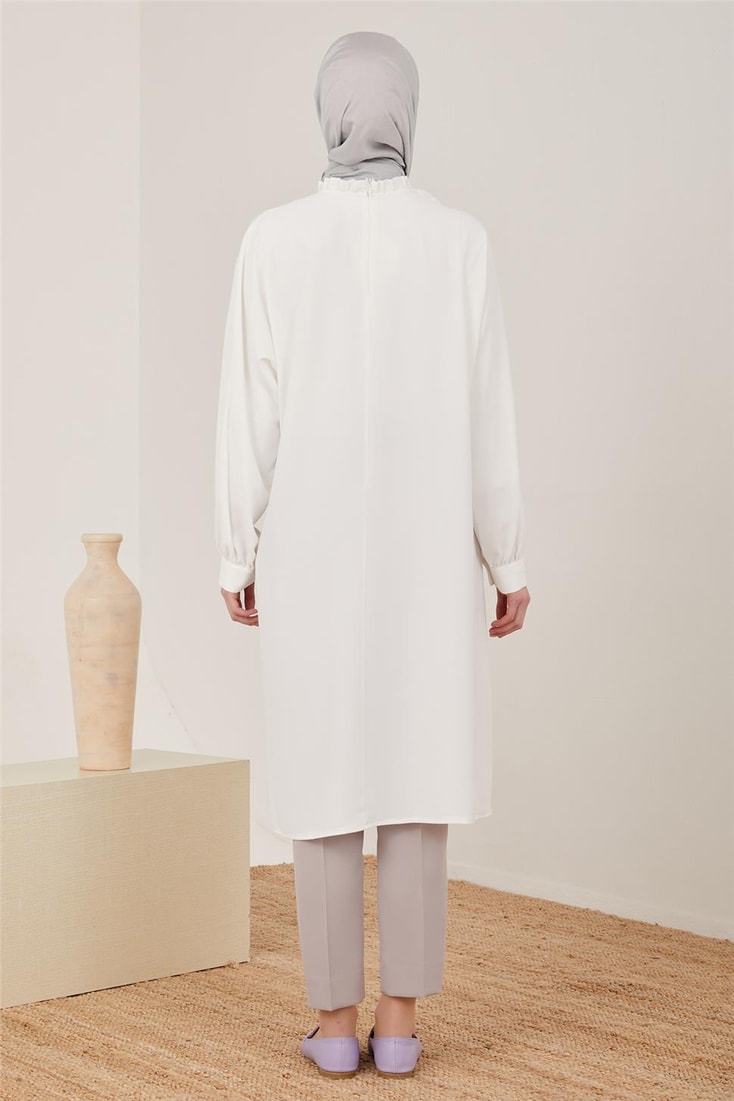 Armine Önü Büzgülü Ve Robalı Tunik 23Y4451 İnci
