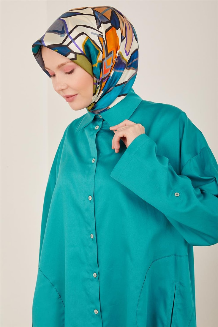 Armine Pocket Detailed Front Pearl Buttoned Tunic 23Y4467 Sea Green