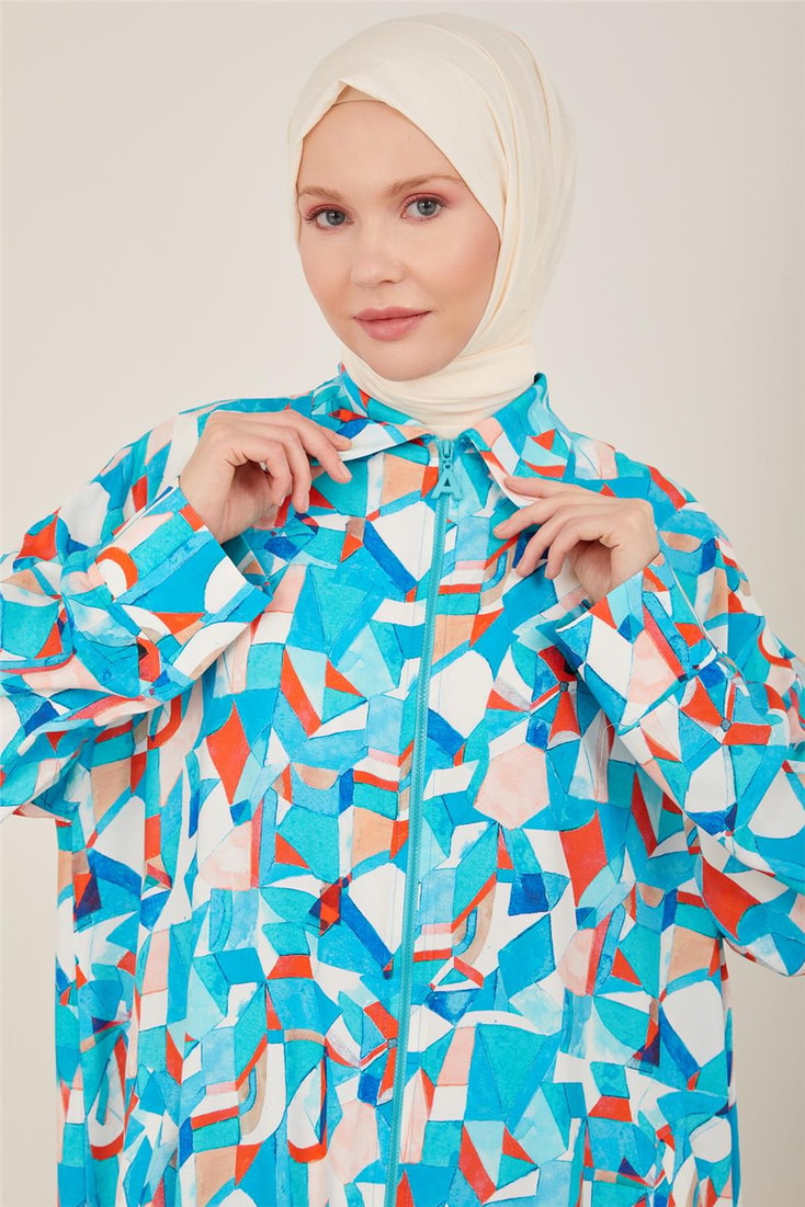 Armine Natural Woven Patterned Jacket 23Y5207 Blue