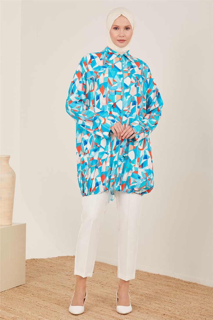 Armine Natural Woven Patterned Jacket 23Y5207 Blue