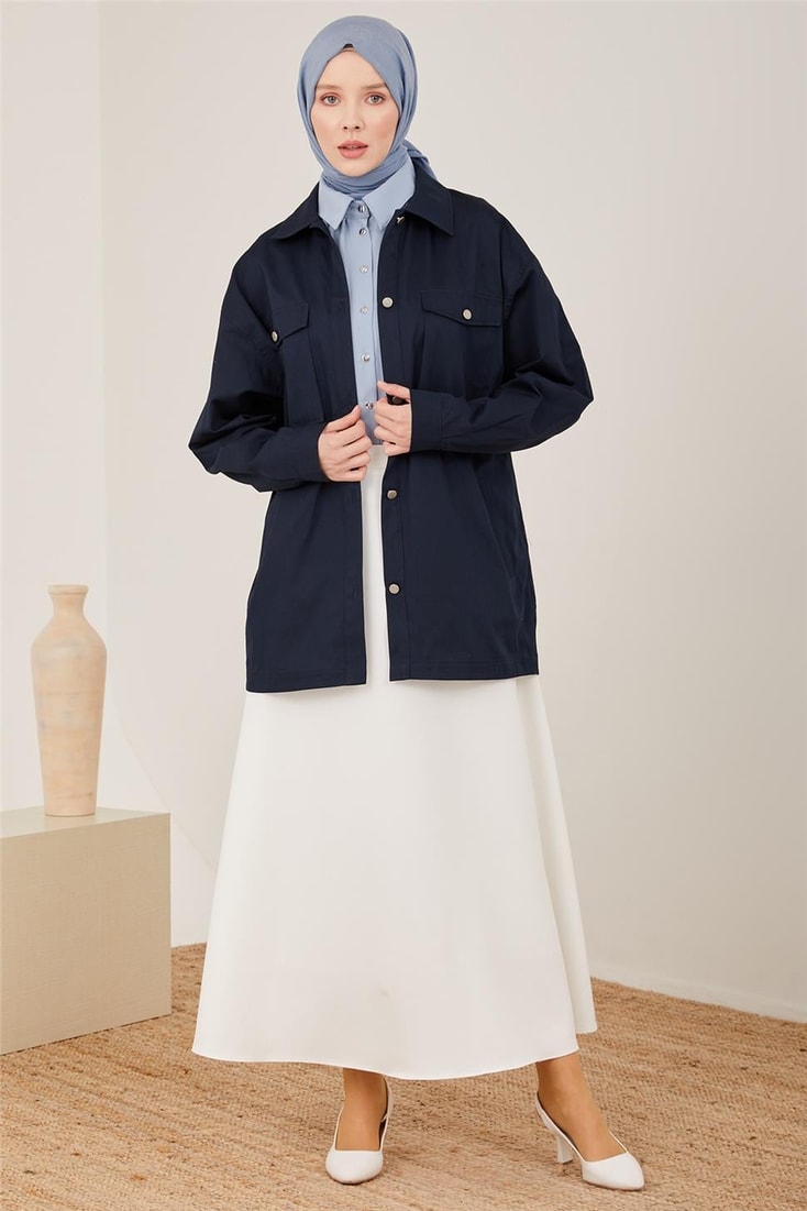 Armine Gabardin Ceket 23Y5803 Lacivert