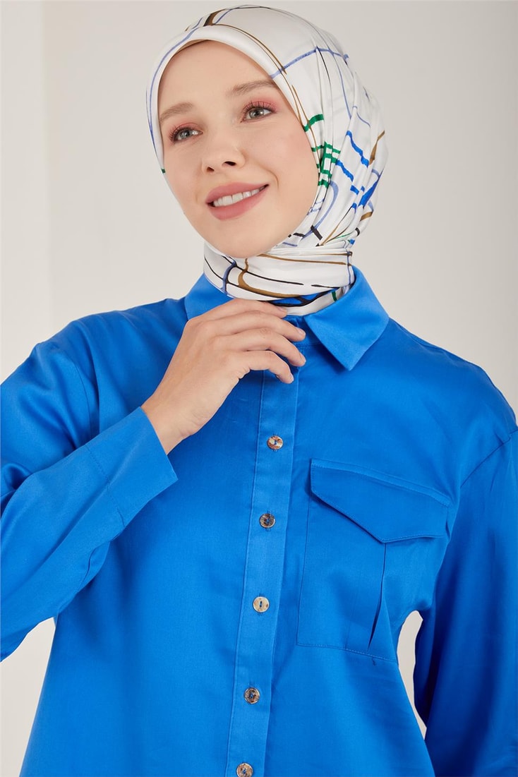 Armine Elastic Skirt and Shirt Cotton Suit 23Y6623 Cobalt