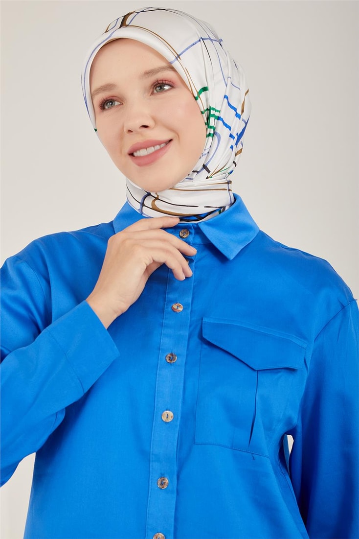 Armine Elastic Skirt and Shirt Cotton Suit 23Y6623 Cobalt