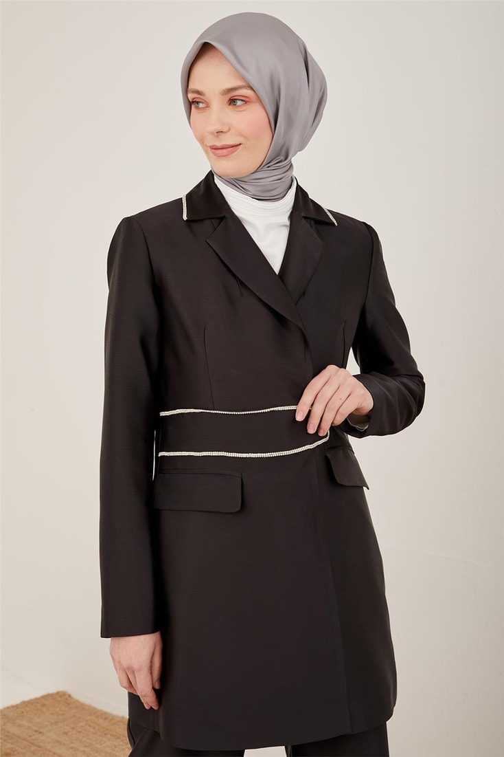 Armine Stone Belted Evening Dress Suit 23Y6629 Black