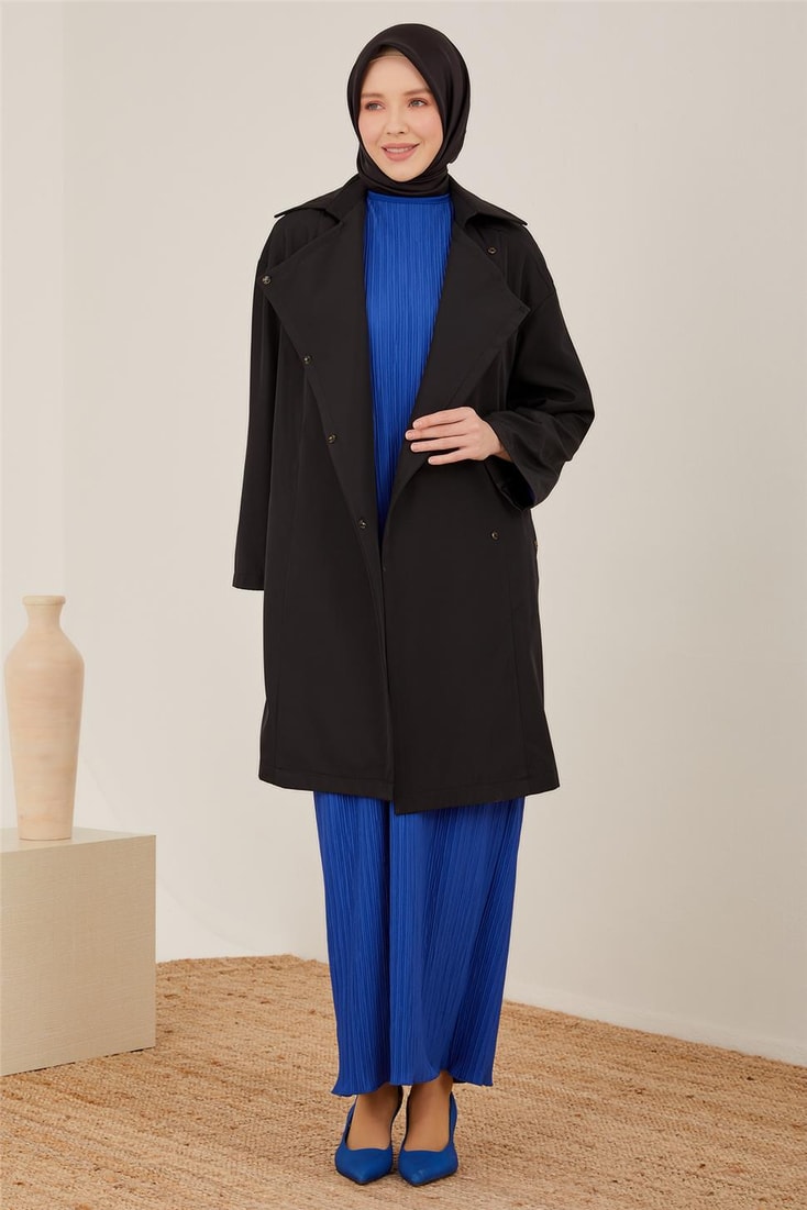 Armine Double Fleece Snap Cloak 23Y7009 Black