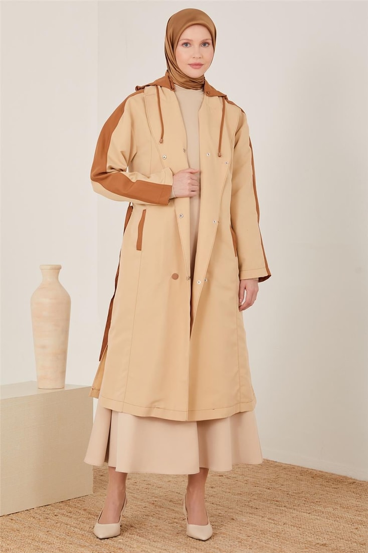 Armine Removable Hooded Colorblack Cape 23Y7013 Beige