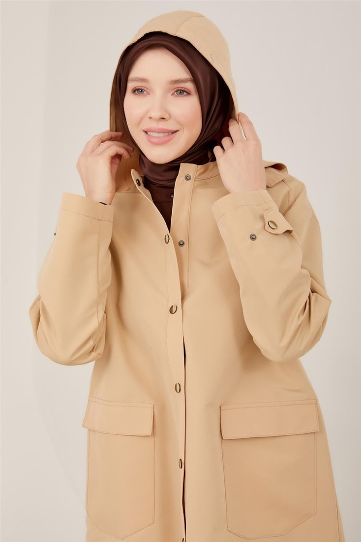 Armine Removable Hooded Short Parka 23Y7014 Beige