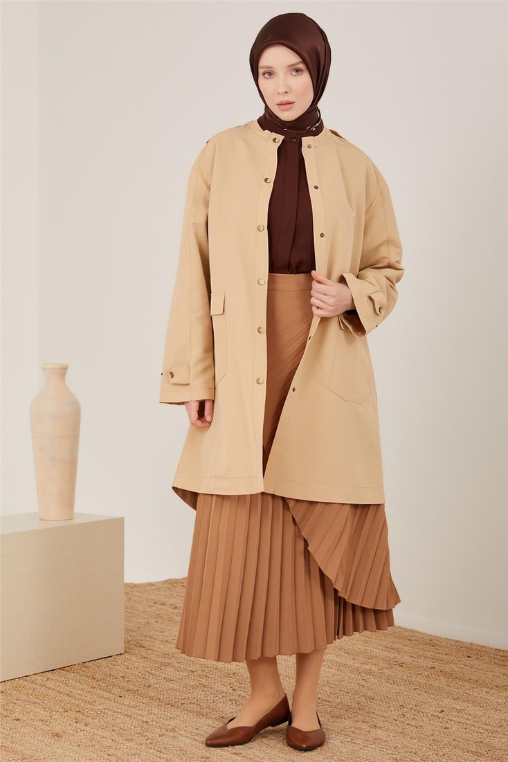 Armine Removable Hooded Short Parka 23Y7014 Beige