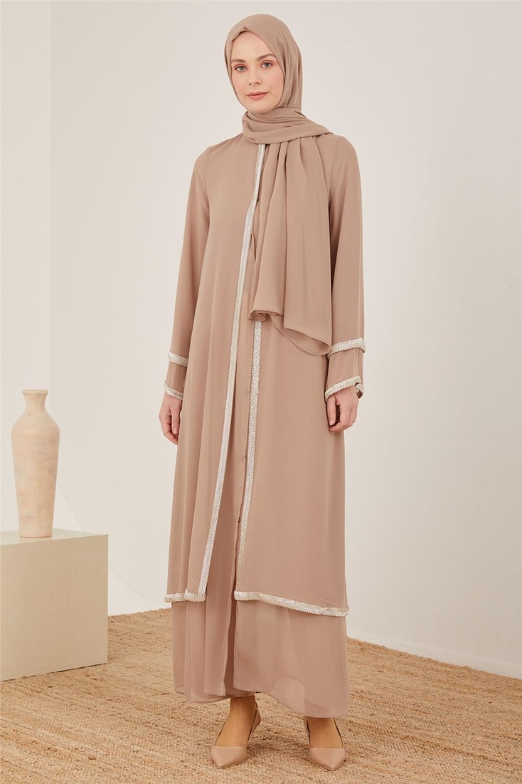 Armine Stylish Abaya 23Y8400 Beige
