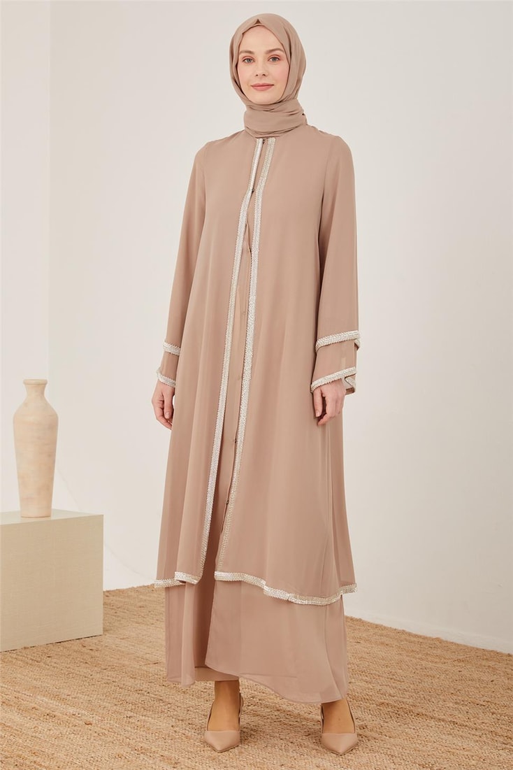 Armine Stylish Abaya 23Y8400 Beige