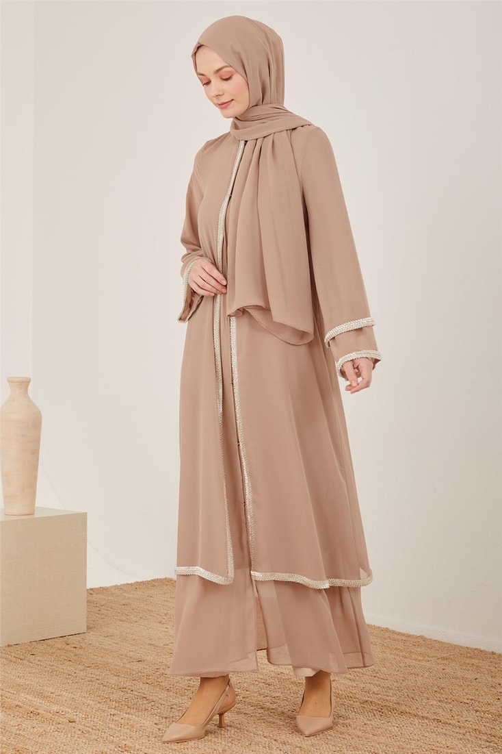 Armine Stylish Abaya 23Y8400 Beige